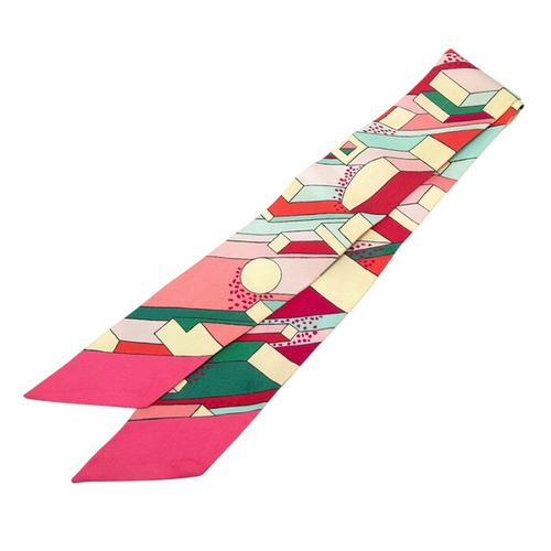 エルメス ツイリー ON A SUMMER DAY オン ア サマーデイ スカーフ ピンク マルチカラー シルク レディース HERMES 【中古】