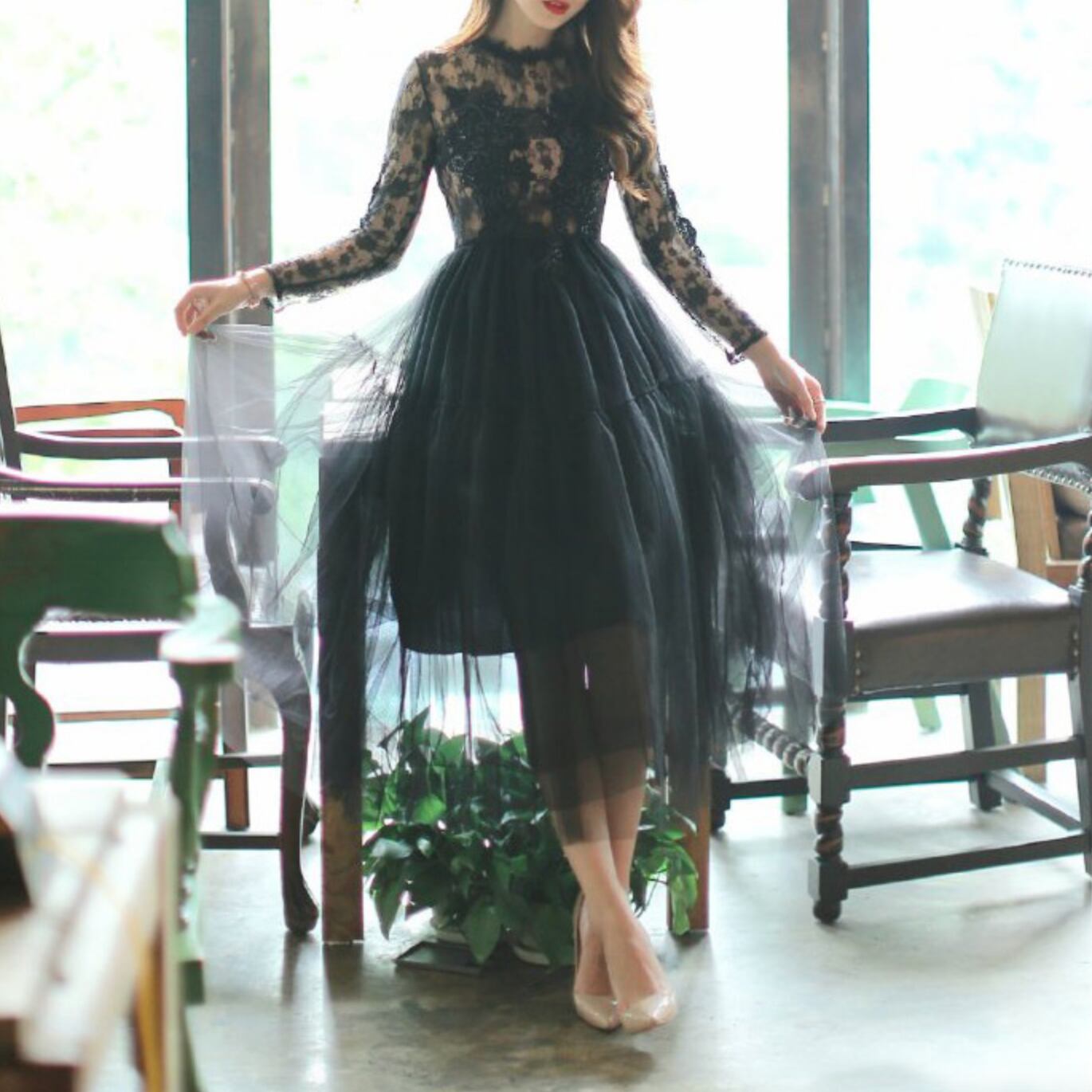 ドレス レディース ワンピドレス ミモレ ミモレ丈 袖あり 長袖 ラウンドネック フレア スリム タイト 細身 Aライン レース 刺繍 チュール シフォン かわいい 大人可愛い きれいめ シンプル カジュアル 大人 上品 おしゃれ お洒落 かっこいい レトロ 大人女子 こなれ感 ルーズ 個性的 クール モード系 エレガント 送料無料 存在感 とろみ感 抜け感 柄 春 夏 秋 冬 10代 20代 30代 40代 デート お出かけ 女子会 休日 パーティー イベント 着回し 普段使い