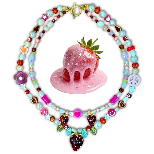 DOUBLE STRAWBERRY CREAM NECKLACE