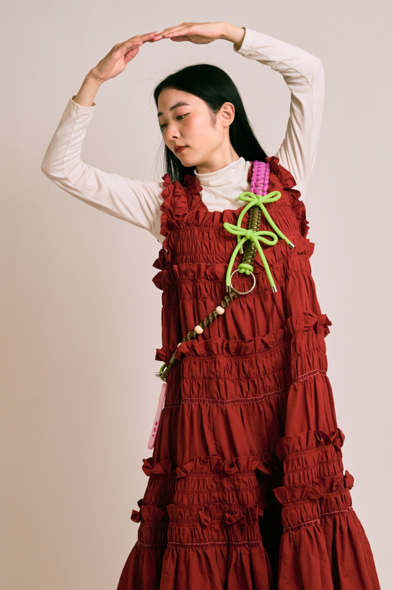 2way thick ribbon strap Lime Green