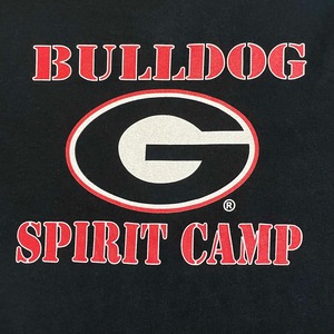 【GILDAN】カレッジロゴ ジョージア大学 ブルドックス 2009 キャンプ バックプリントGEORGIA BULLDOG Tシャツ 半袖 L 黒t  US古着