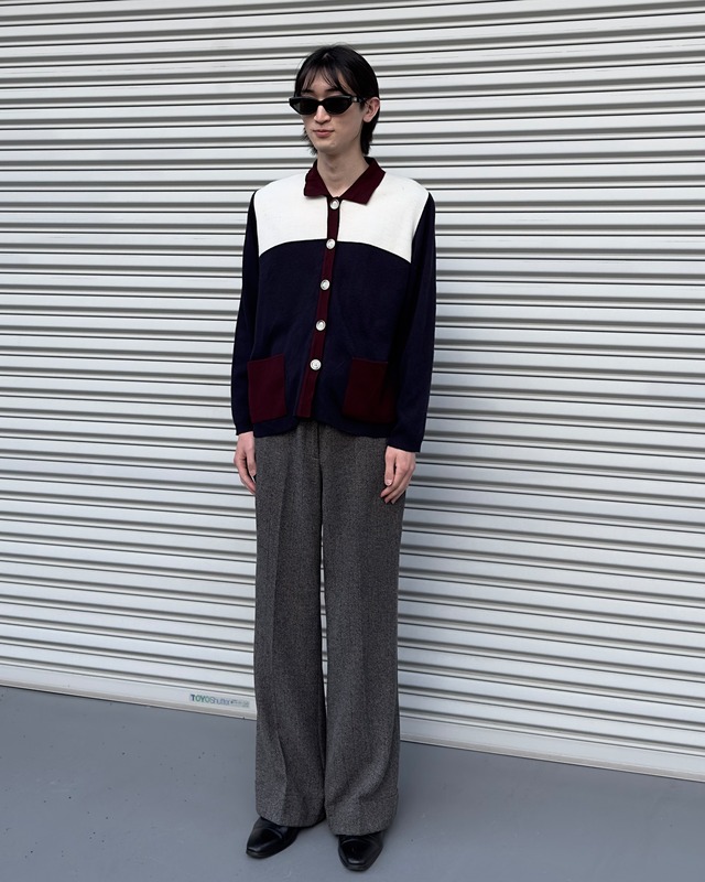 straight wide tweed slacks