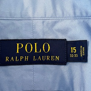 【POLO RALPH LAUREN】無地 スカイブルー 長袖シャツ USA古着