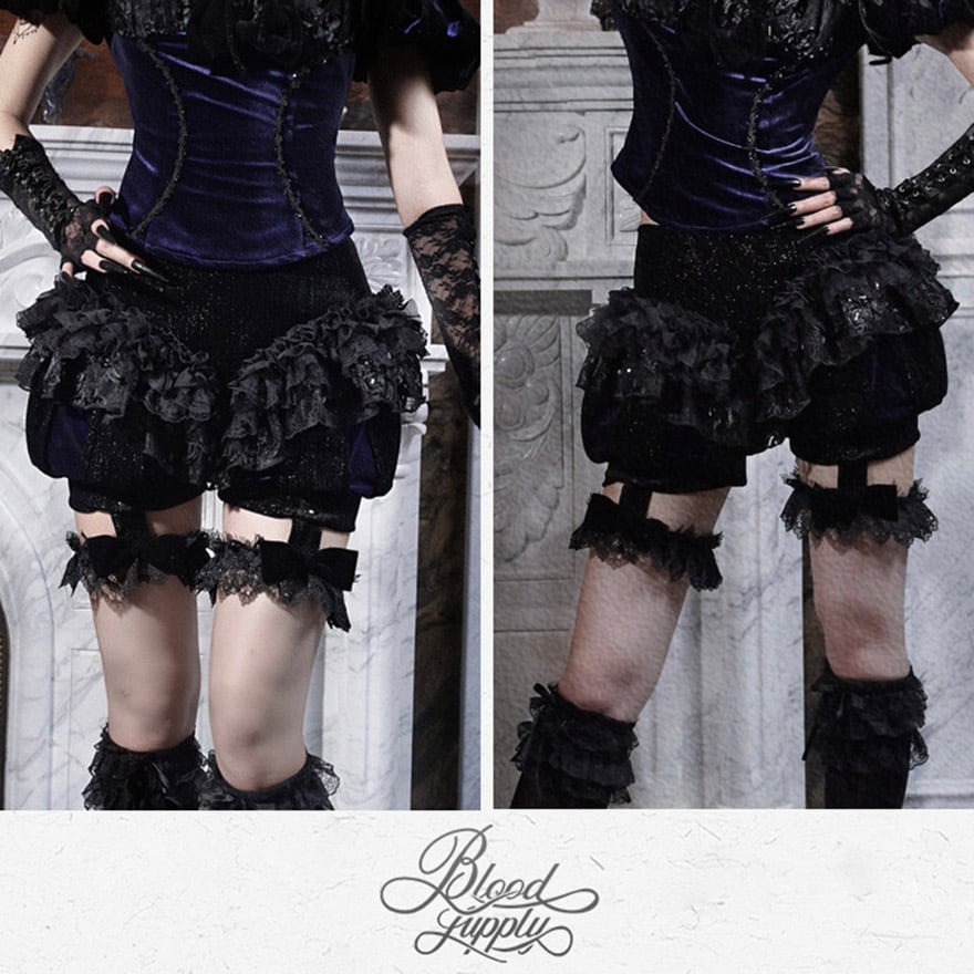 ゴスロリ かぼちゃパンツ 取り外しレッグリング付き 暗黒系｜WithU