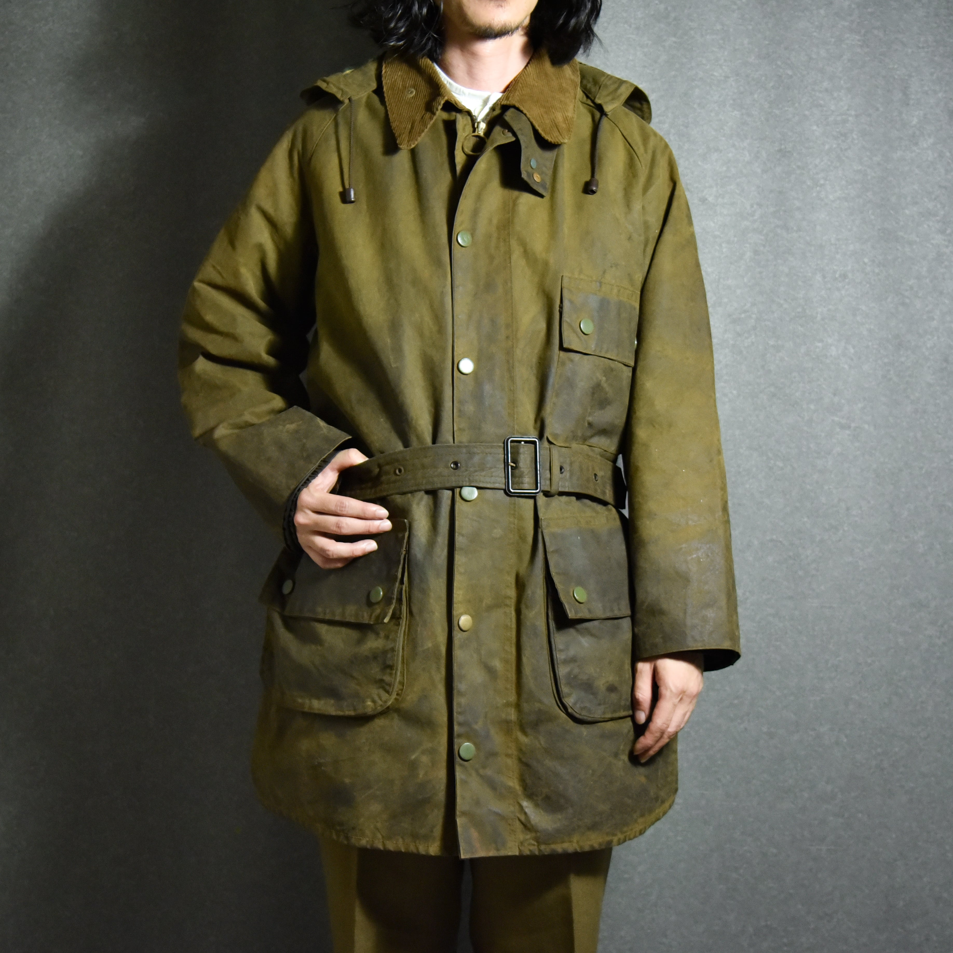 70s Barbour フード オリーブ solwayzipper 1crest-