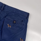 Polo Ralph Lauren ポロ ラルフローレン STRETCH STRAIGHT FIT 犬刺繍 コットン チノ パンツ 32/32/ネイビー系 メンズ