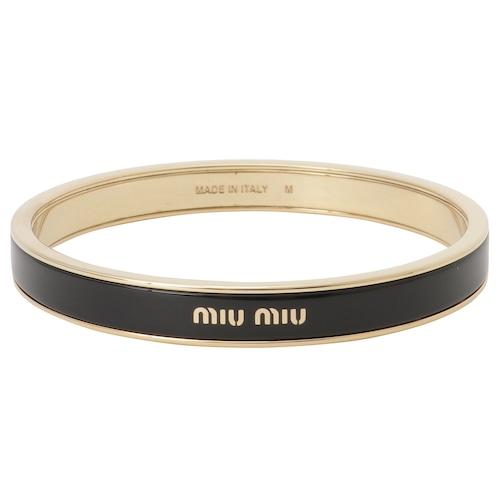 ミュウミュウ MIUMIU 5JB408 2F6T F0002 M ロゴ エナメル メタル バングル ブレスレット ブラック/ゴールド レディース アクセサリー