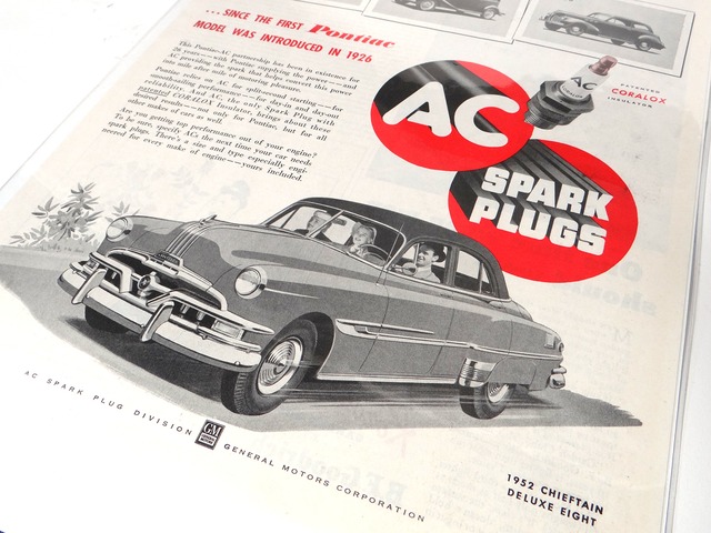 【Vintage】Pontiac x AC Spark Plugs 雑誌切り抜き 1952年 The Saturday Evening Post /C023-05