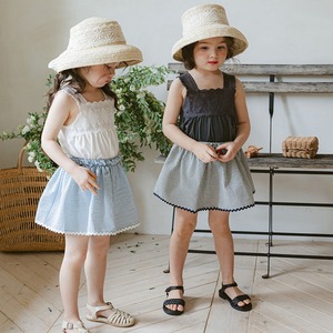 夏レース裾チェック柄スカート