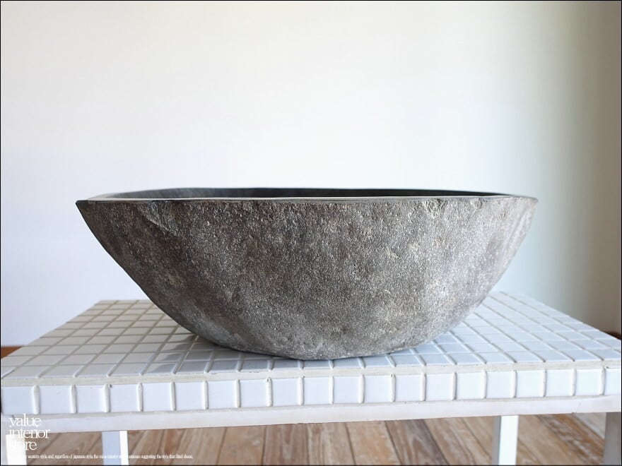 手洗鉢 自然石 洗面ボウルL-A91 洗面器 手洗いボウル 手洗い器 ウォッシュボウル 洗面資材 洗面材料 W48 x D42.5 x H15cm idawash