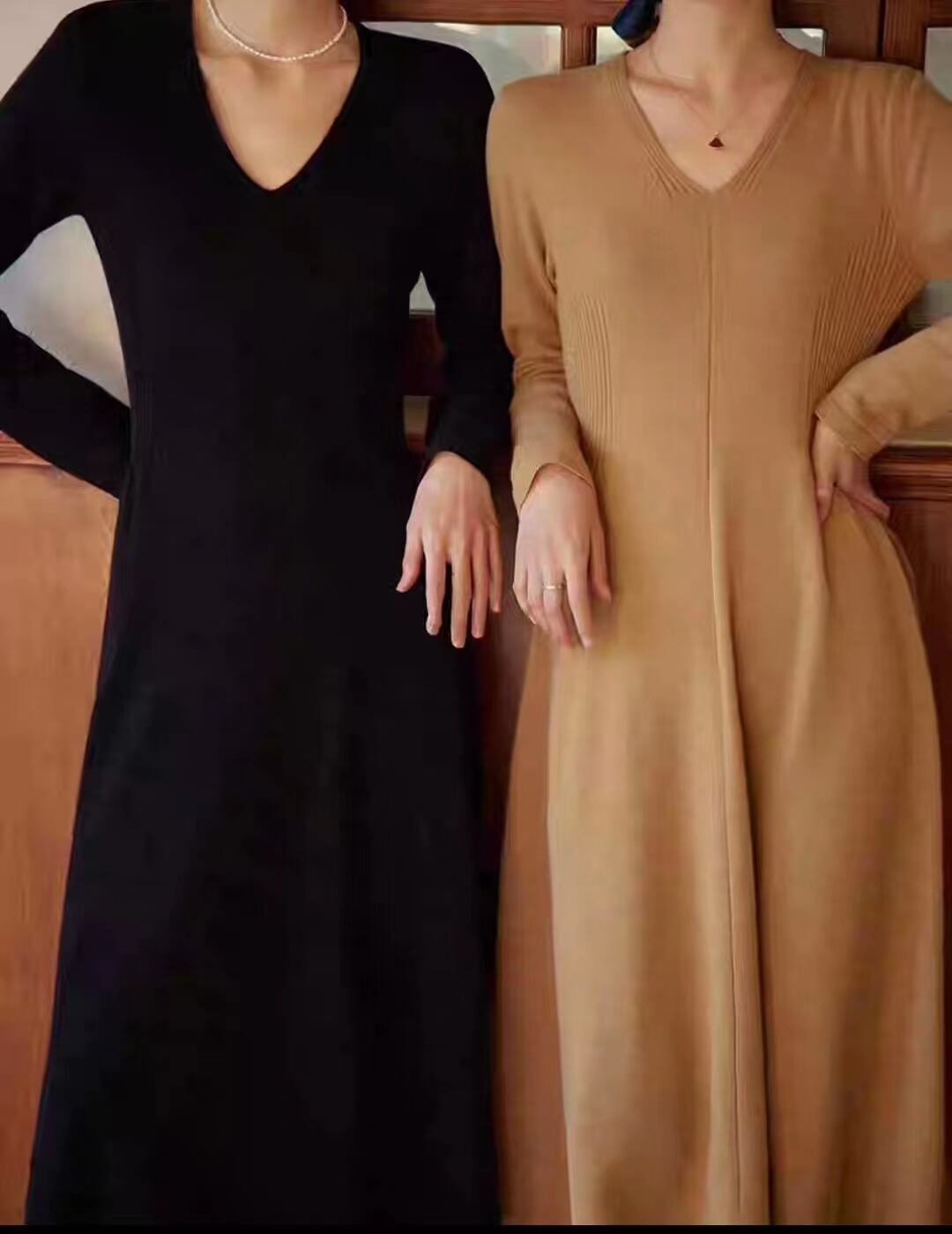 ウエストシェイプ　Vネック ニットワンピ　AJ1080-8612