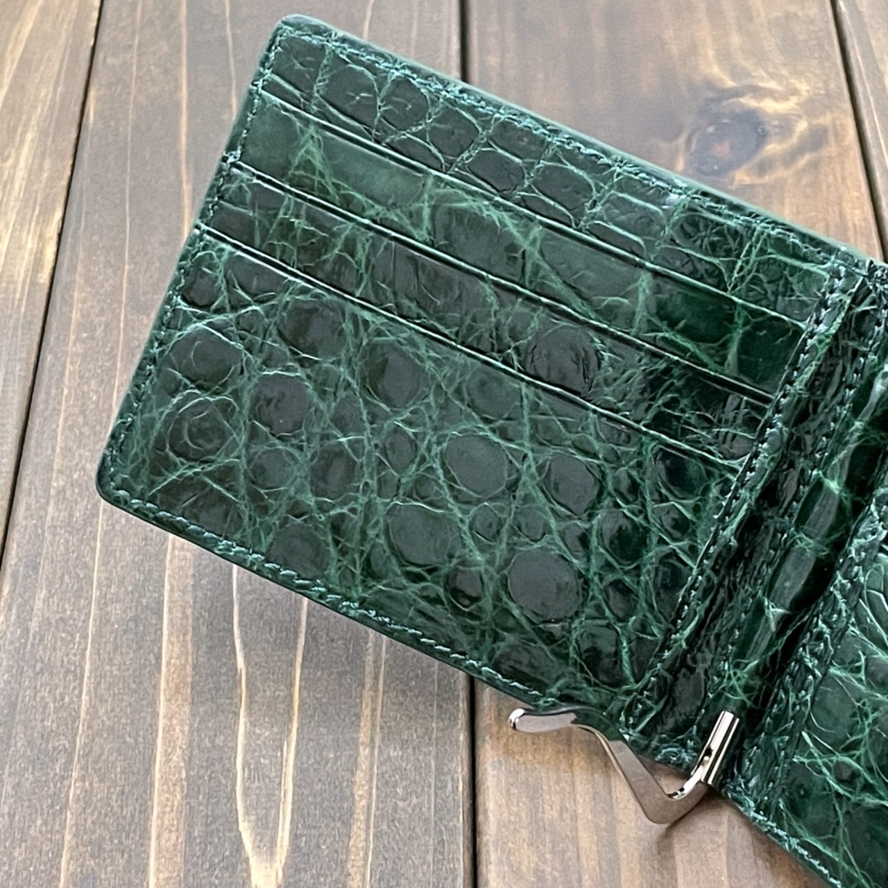 クロコダイル 無双 マネークリップ ダークグリーン