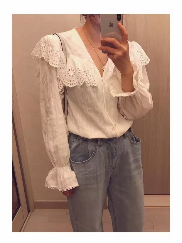カットワークレースブラウス  AJ−1079-E03