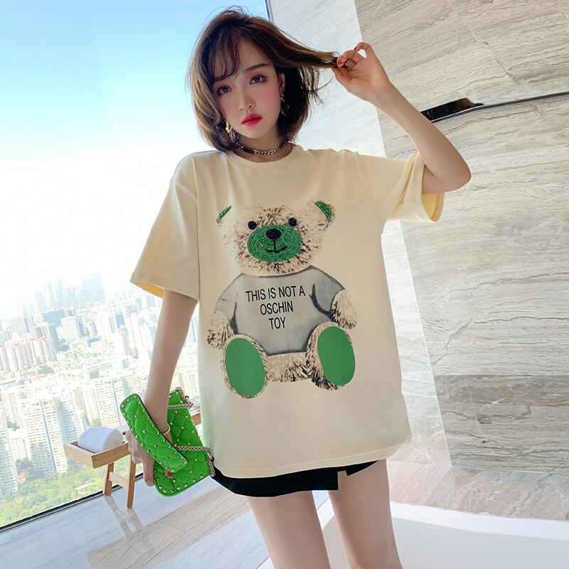 ラウンドネックパターンプリントTシャツ スプリング 春物 Oネック MIUCO82630097700