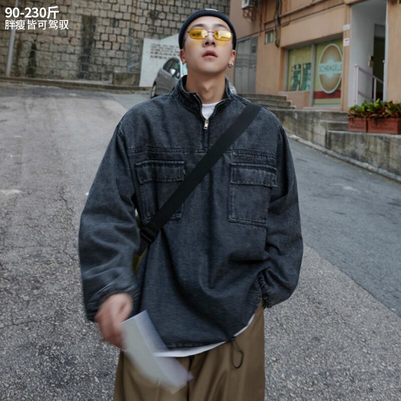 ジャケット スプリングオータムスタイルルーズジッパースタンドカラーカラープルオーバー 春物 秋物 ヒップホッププラスサイズ948907121