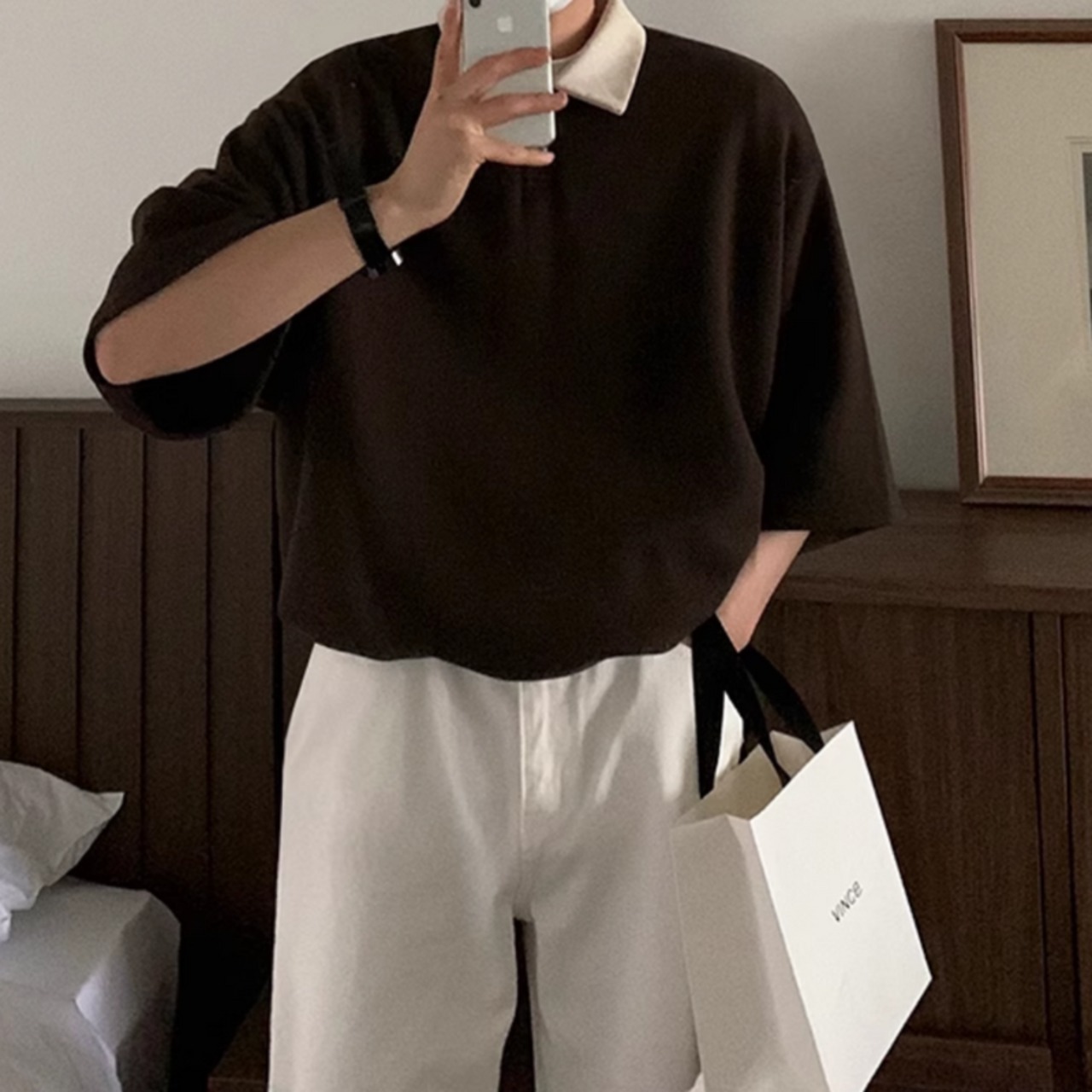 コントラストバイカラーポロシャツ　0608