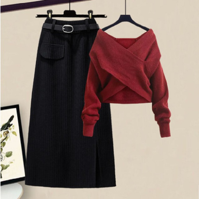 トップス スカート カットソー タイトスカート ショート丈 ロング丈 袖あり 長袖 Vネック 襟なし ストレート ハイウエスト 上下セット 大人可愛い きれいめ シンプル カジュアル 大人 上品 おしゃれ 大人女子 こなれ感 個性的 クール モード系 無地 春 秋 10代 20代 レディース 女性用 OL 通勤 学生 通学 デート お出かけ 女子会 お泊まり イベント ホテル レストラン 着回し 普段使い コーデ サイズ S M L XL 色展開 ブラック レッド グレー カーキ アプリコット