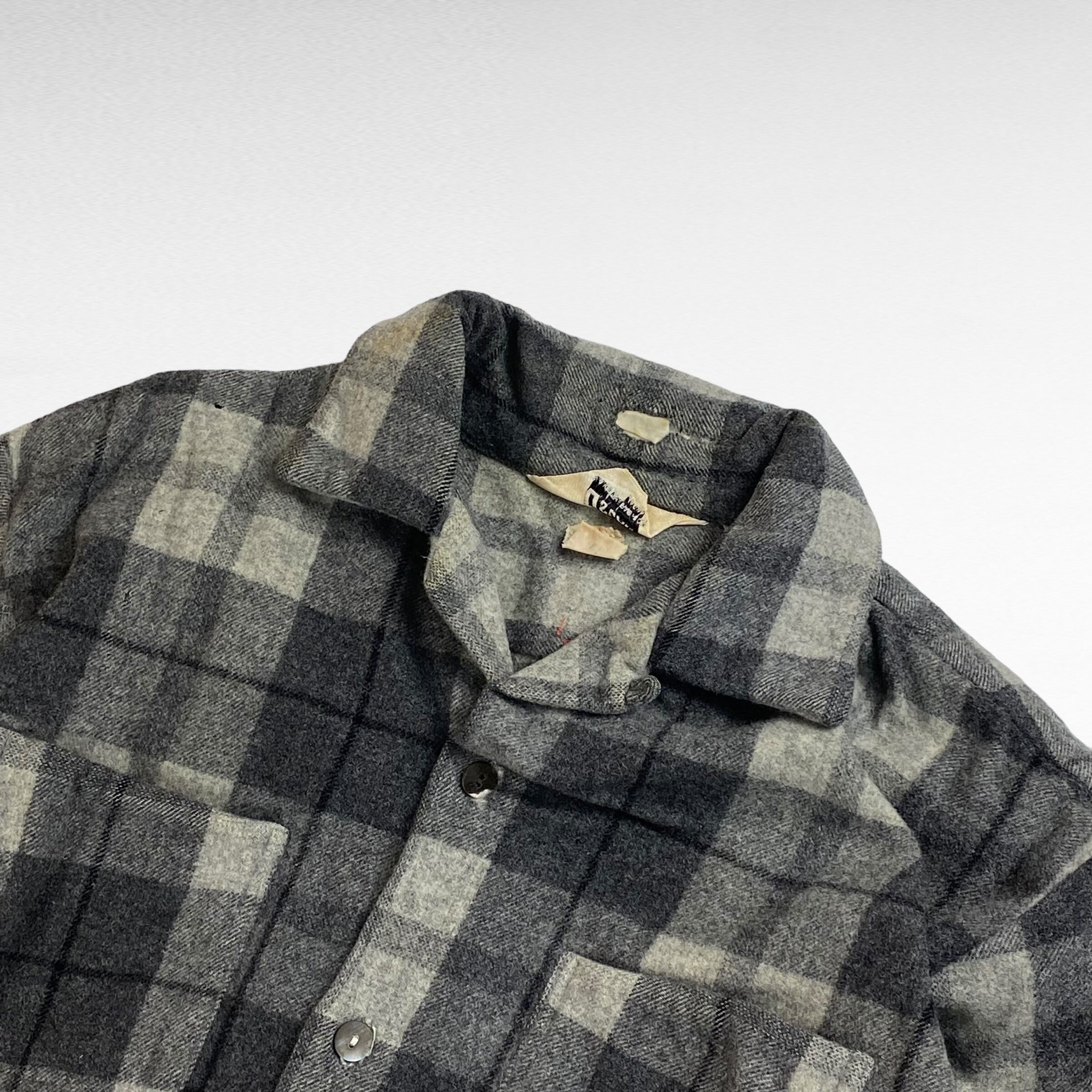 【50〜60s】 OSCAR ウールフランネルシャツ　開襟シャツ　チェック柄