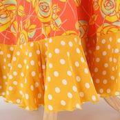 フラメンコ 衣装 エルモサイベリア HERMOSAIBERIA ファルダ スカート ペチコート イエロー系 オレンジ系 黄色 オレンジ 花柄 水玉 ボランテ フリル 軽い 薄い ダンス 発表会 舞台衣装 ステージ衣装