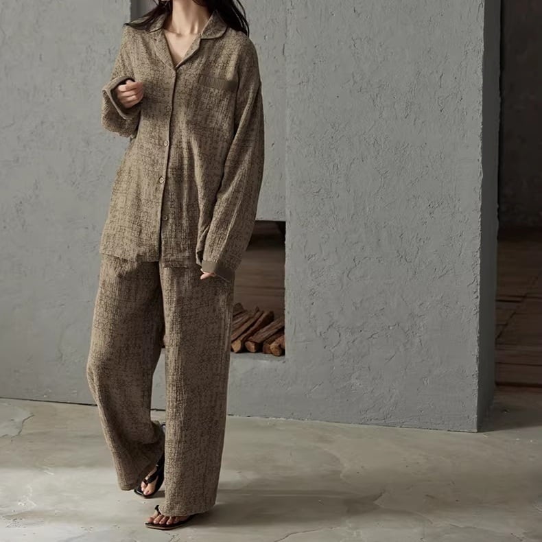 ladies【M-2XL】cotton cardigan style pajamas p1640