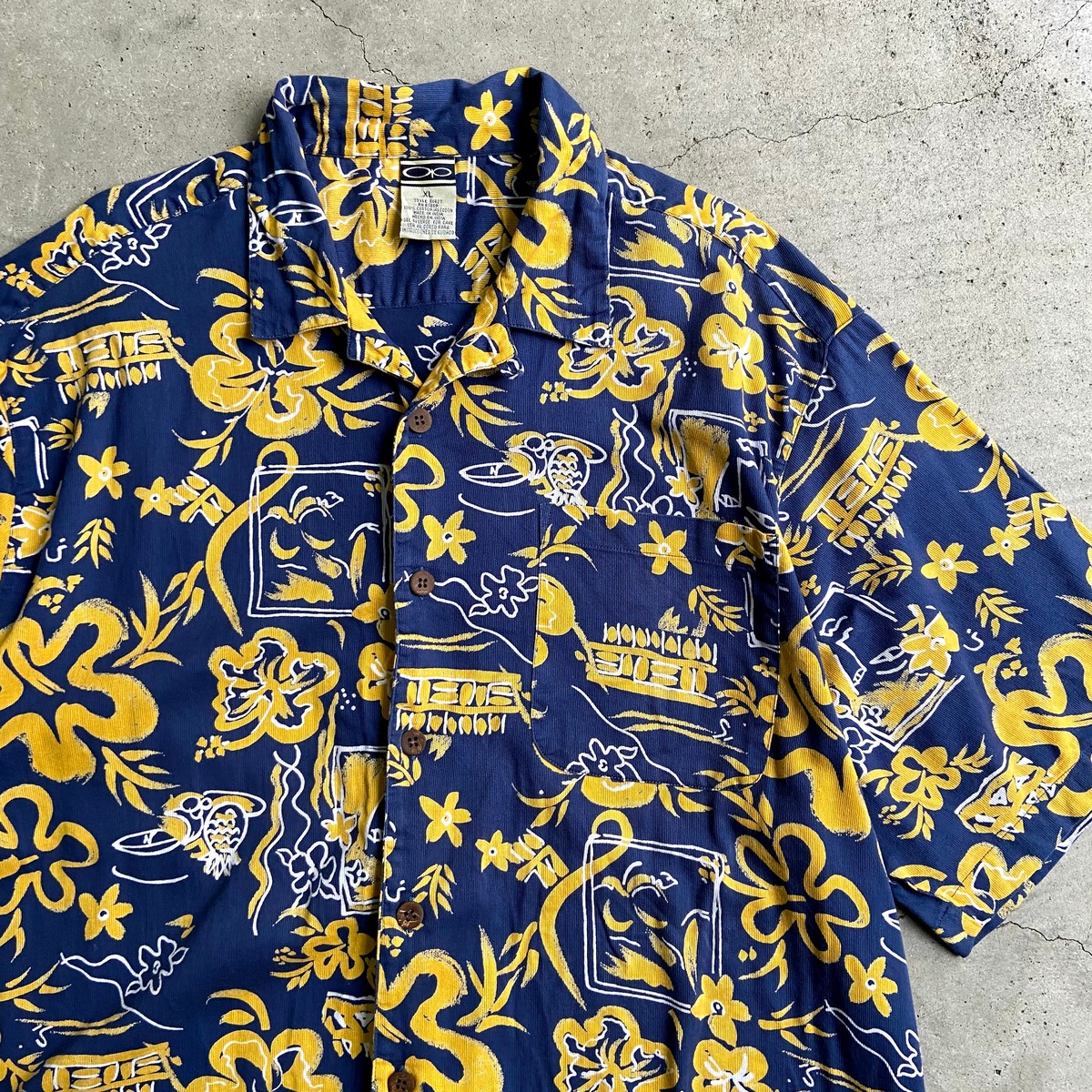 Op オーシャンパシフィック 半袖 コットン アロハシャツ メンズXL 古着 