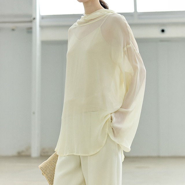 Sheer airy hood top A00216