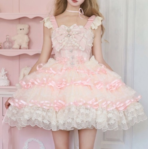 ゆめかわ♡全3カラー　バックリボン付きローズドレス　wanpi26★