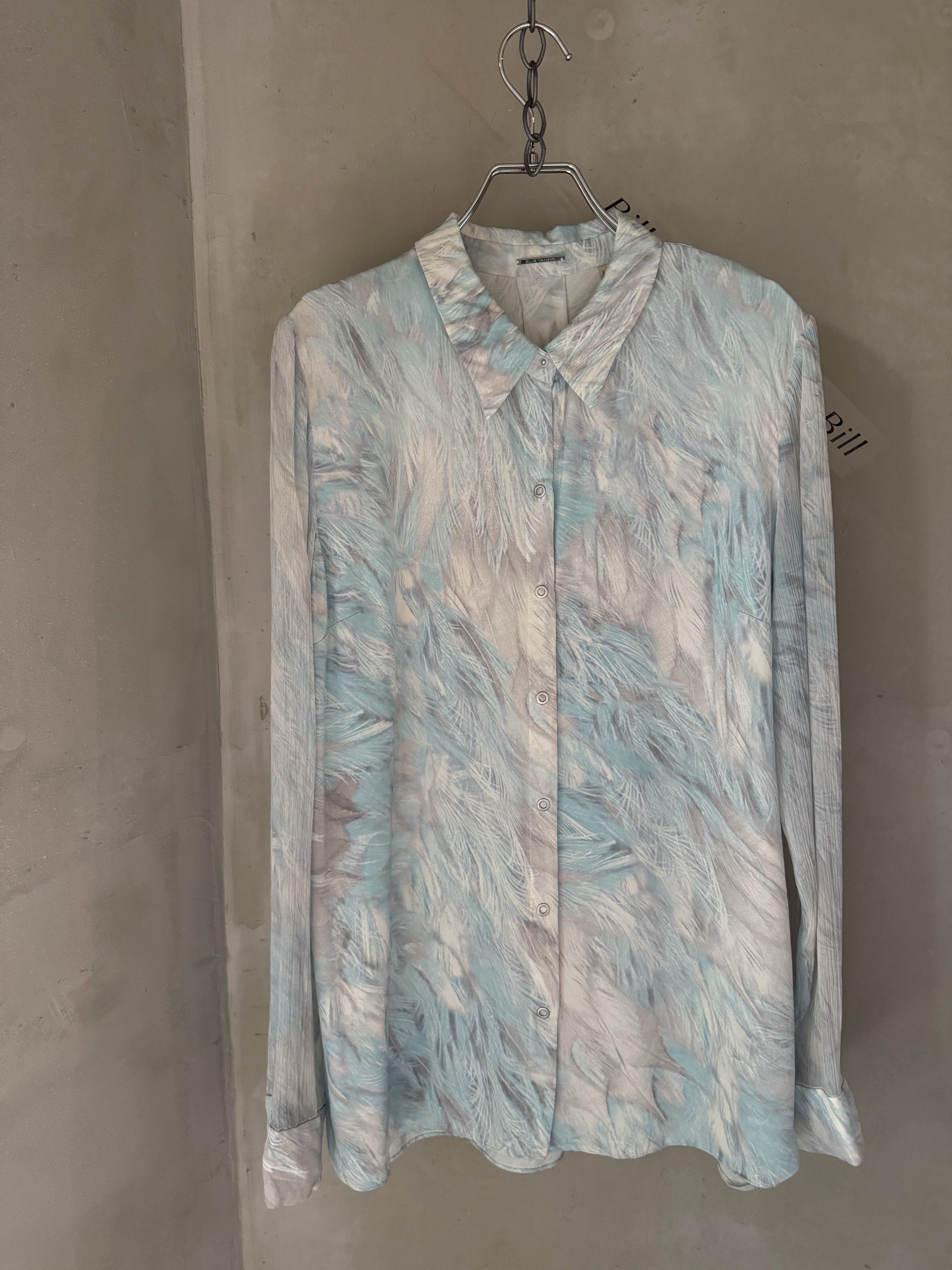 100% silk feather printed shirt (Bill vintage)