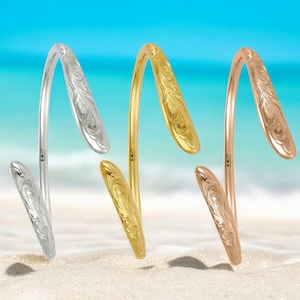 《選べる選べる3色》ハワイアンジュエリー サージカルステンレス オープンドロップバングル スクロール レディース 女性向け 送料無料 ステンレス プレゼント ギフト 誕生日 彼女 lei-gbsg187