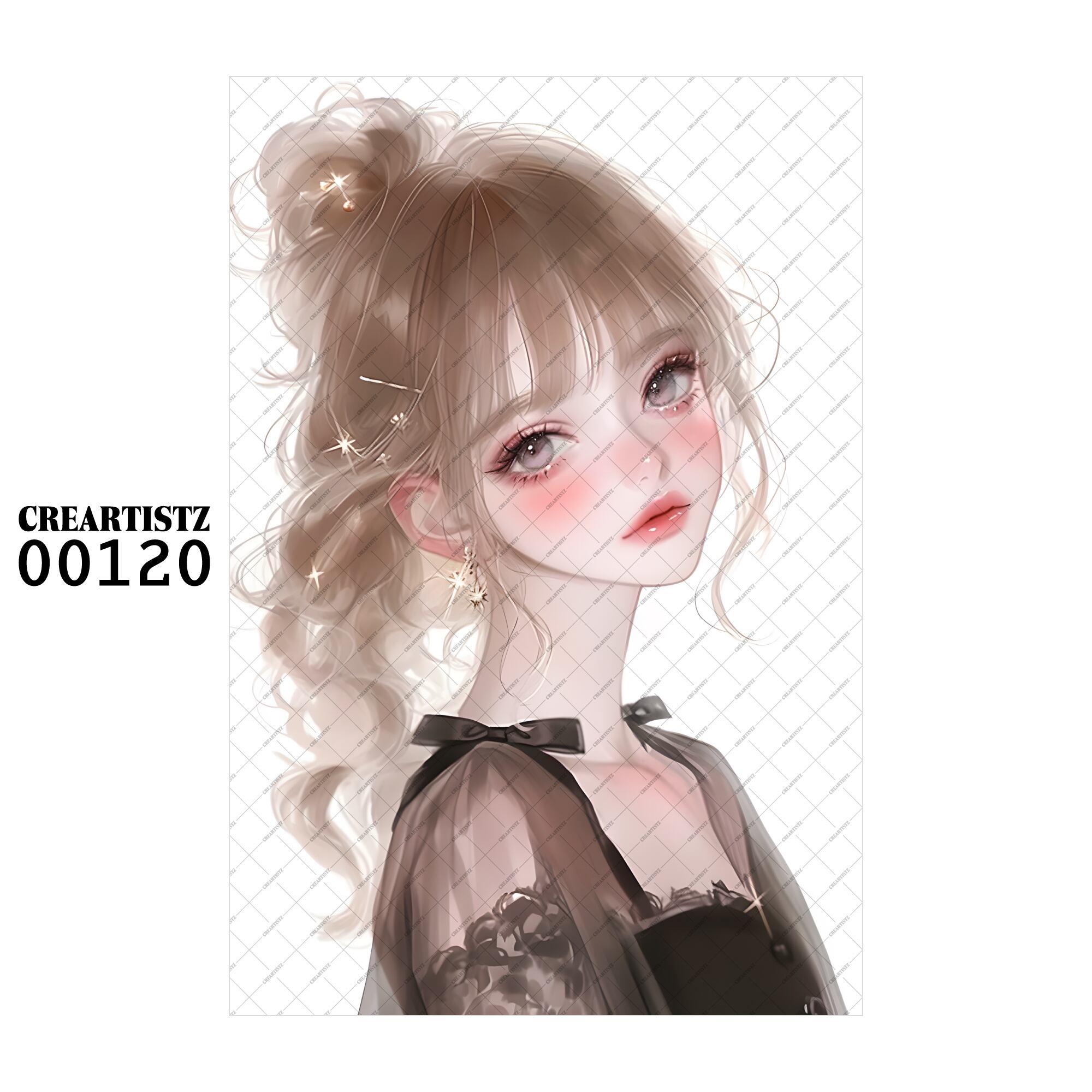 00120 ガール キュート オリジナル ペーパー/ステッカー 4枚セット CREARTISTZ