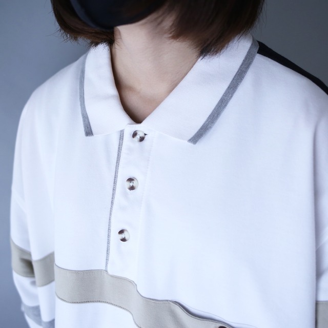 good coloring switching design loose silhouette h/s pullover shirt