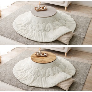 【完成品】円形折れ脚カジュアルコタツ＋うす掛け布団 2点セット 天板リバーシブル こたつ2種x掛け布団5種 モネ68メレンゲ 幅68cm