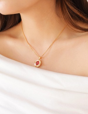 アンティーク宮廷風ネックレス SV925 ゴールドメッキ＆ジルコニアペンダント