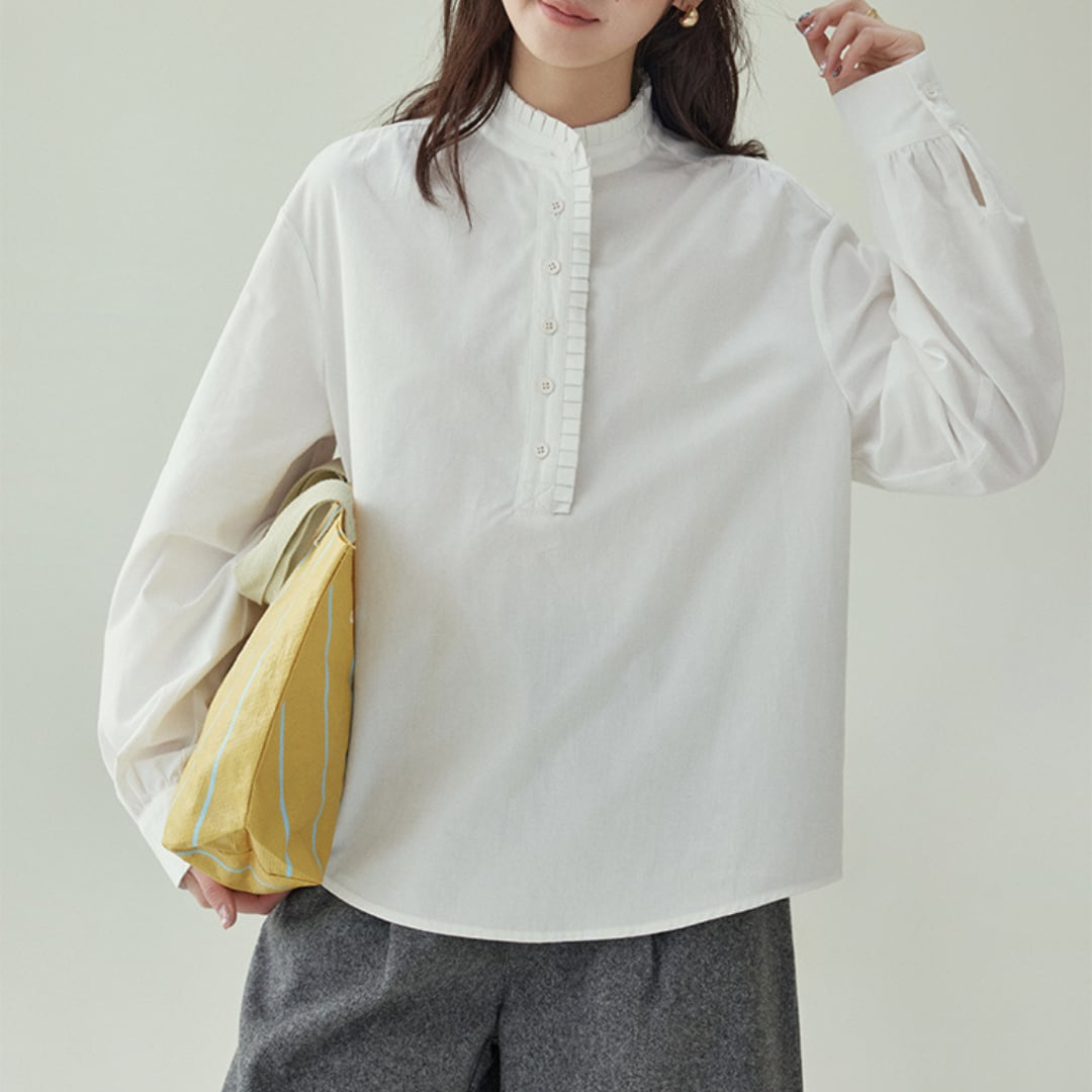 ruffle stand collar blouse
