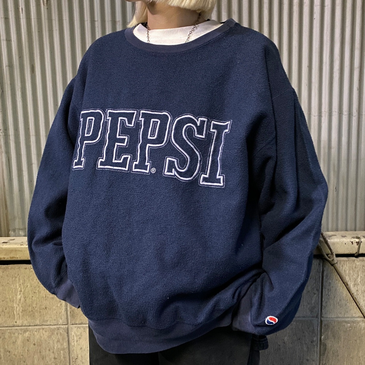90年代 PEPSI ペプシコーラ 企業ロゴ フリーストレーナー メンズL 古着 