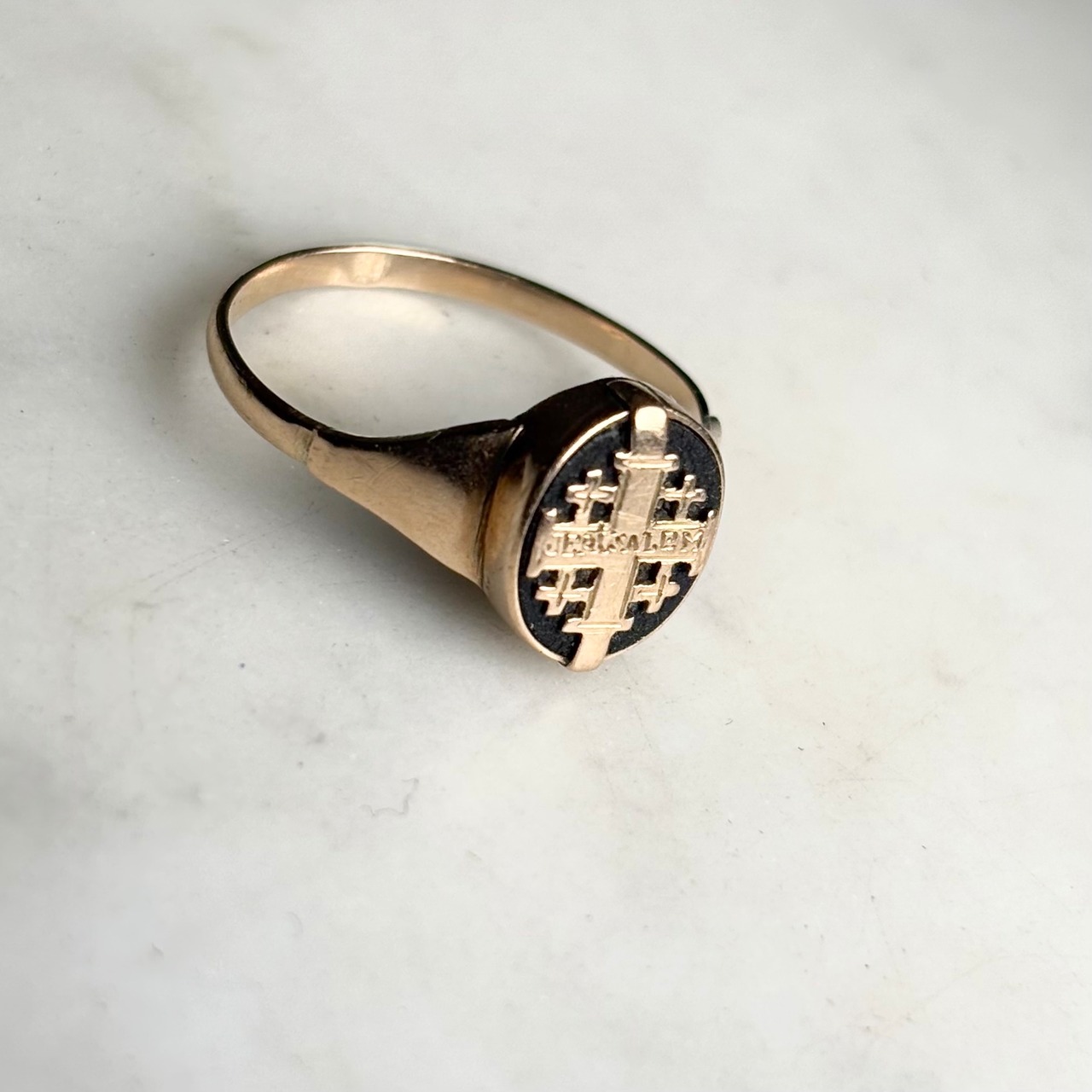 vintage 9ct gold Crosslet ring “Jerusalem”