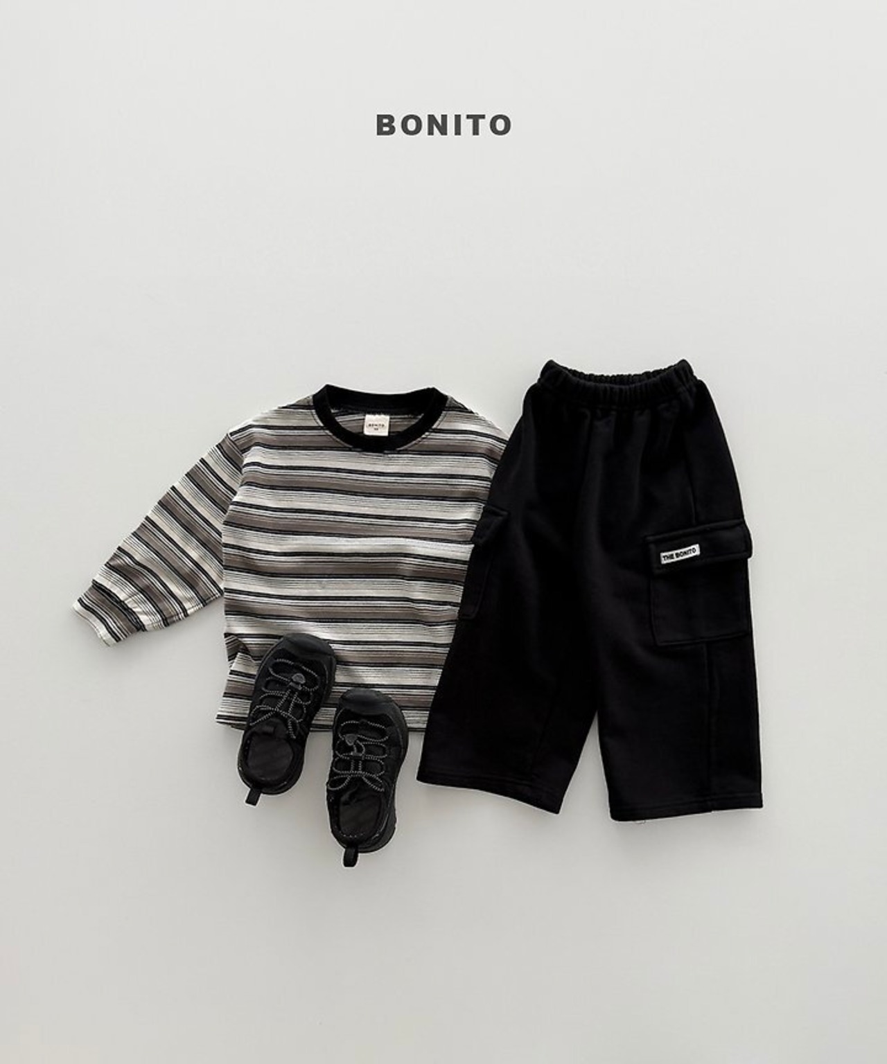 【取寄/韓国直送】BONITO 26/AT 2カラーストライプしぼりTシャツ｜夏服｜韓国子供服