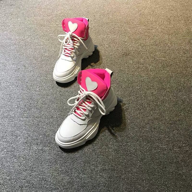 23〜25.5cm】スニーカー ハート ピンク ホワイト 白 靴 ネオン ...
