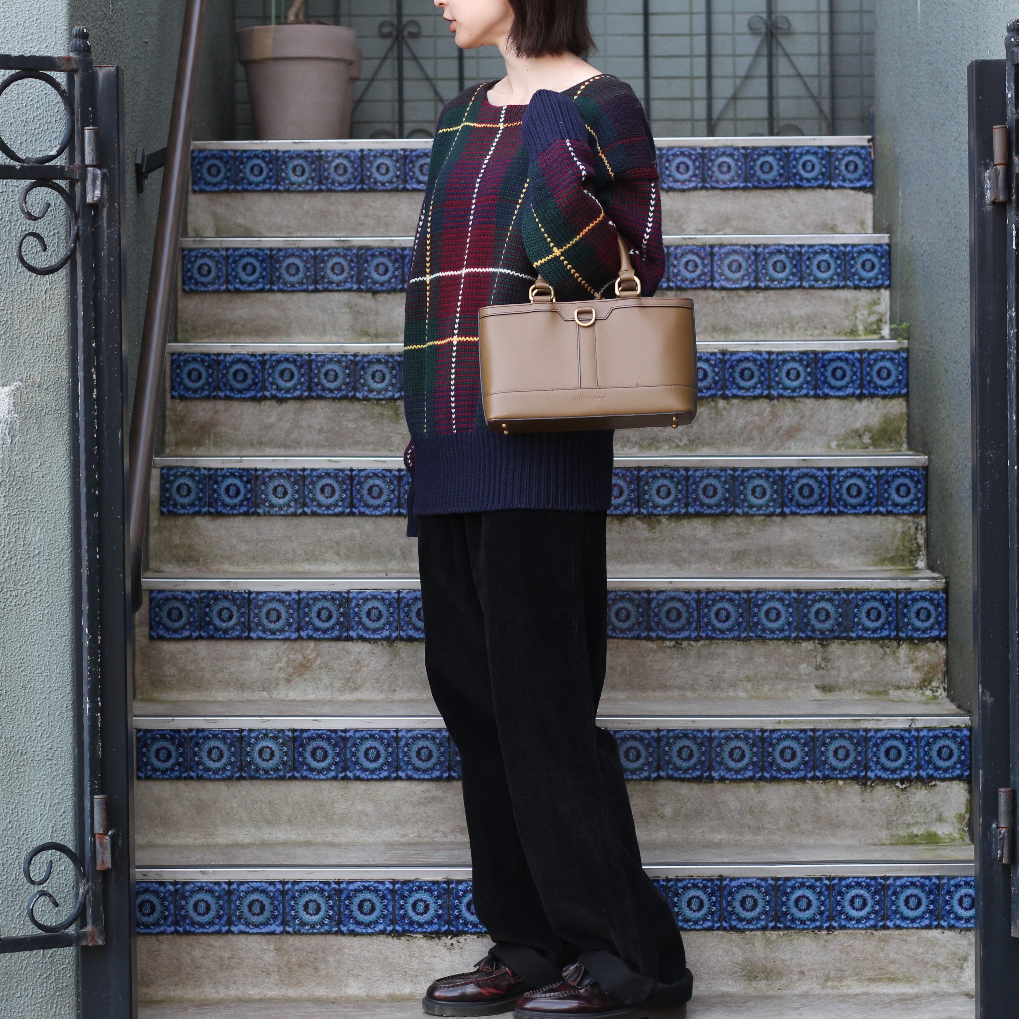 BURBERRY LOGO LEATHER HAND BAG/バーバリーロゴレザーハンドバッグ