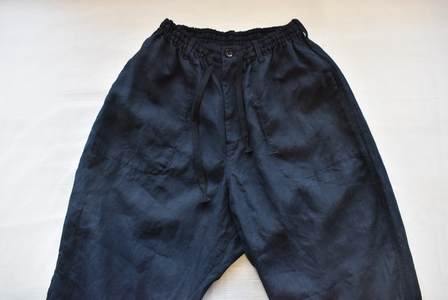 River　SET UP PANTS（LINEN×和紙）NAVY BLACK