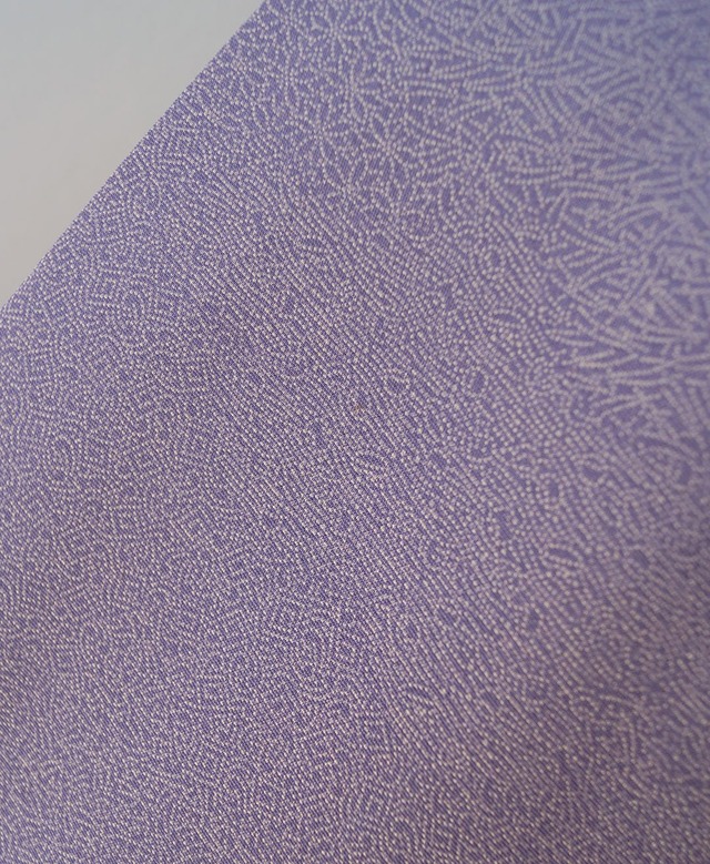 【袷】古代紫✕薄黄色地　道長取りに寄せ柄　重ね小紋