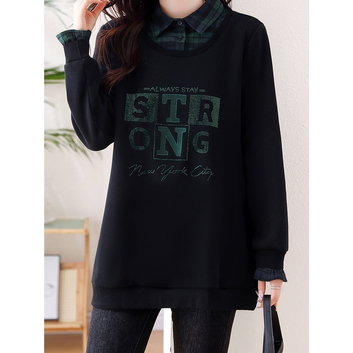 裏起毛 レイヤード風ロゴスウェット【L-3XL】 RA3102