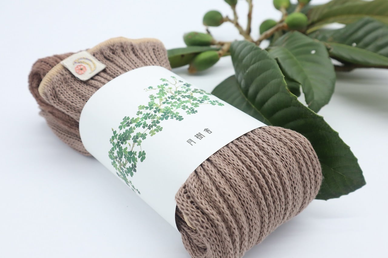 びわ ココア色 草木染めレッグウォーマー 新月染め コットン シルク 月樹舎 Tsukikisha 草木染め