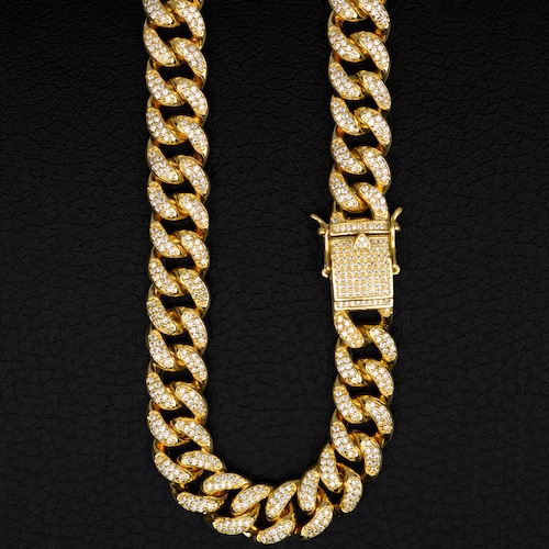 PE3651 Miami Cuban Link Gold［SWAROVSKI］12mm×45/51/56cm