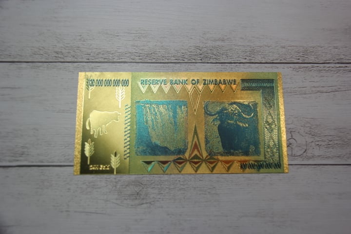 ジンバブエ兆ドル紙幣 黄金加工レプリカ