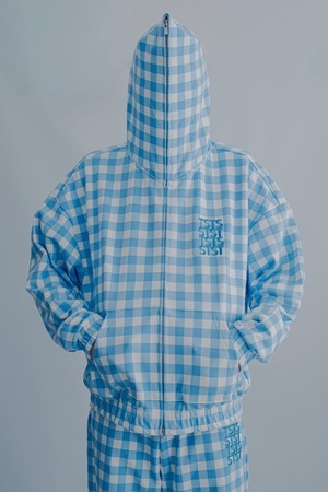 【TSTS】GINGHAM PRINT ZIP UP HOODIE