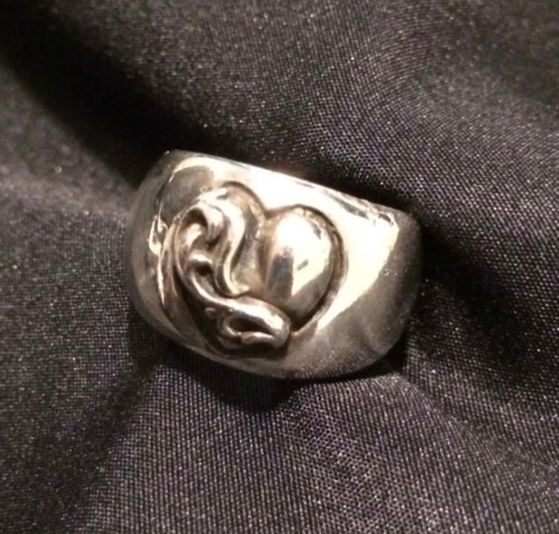 CHROME HEARTS クロムハーツ HEART IN BAND ハートインバンドリング シルバーリング シルバー 10.5号