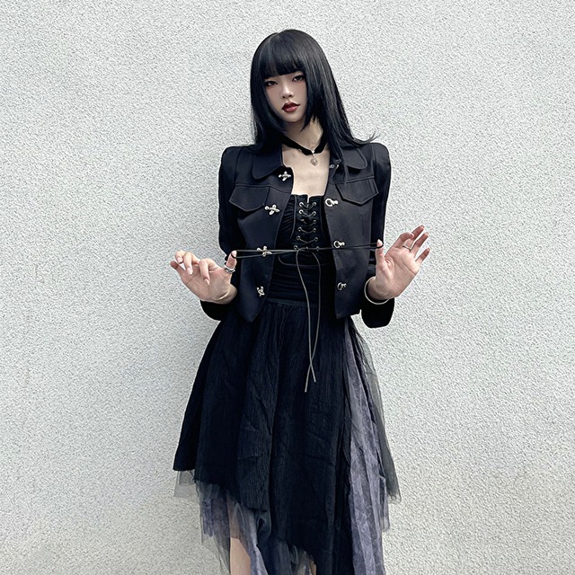ゴスロリ通販 With U ゴシック ロリィタ ジャケット ショート丈 チャイナ風 ゴスロリ系地雷服 バンギャ ストリート系
