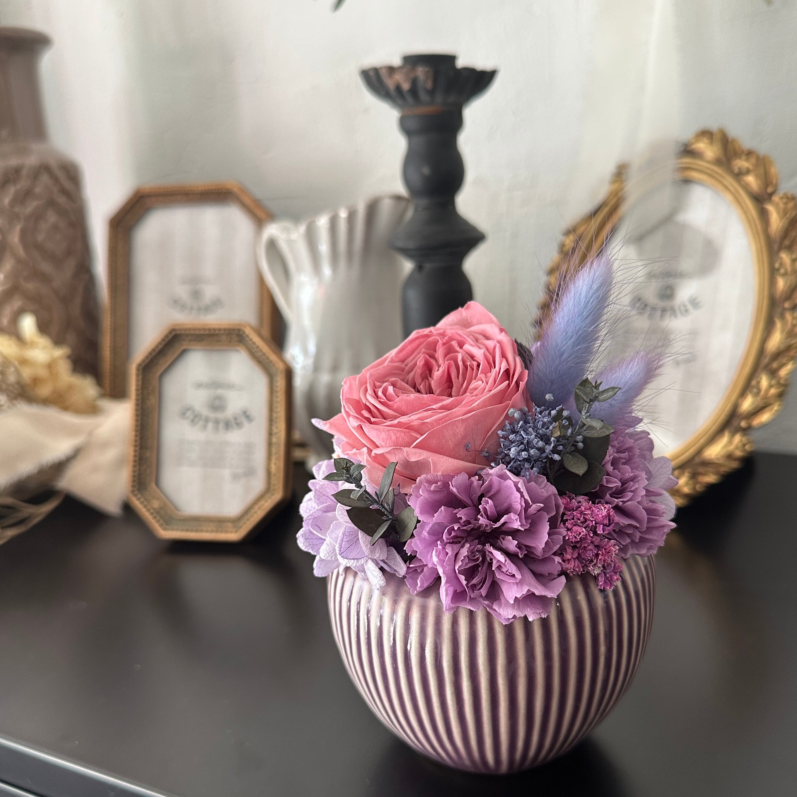 オールドローズのアレンジメント プリザーブドフラワー オペラモーブ