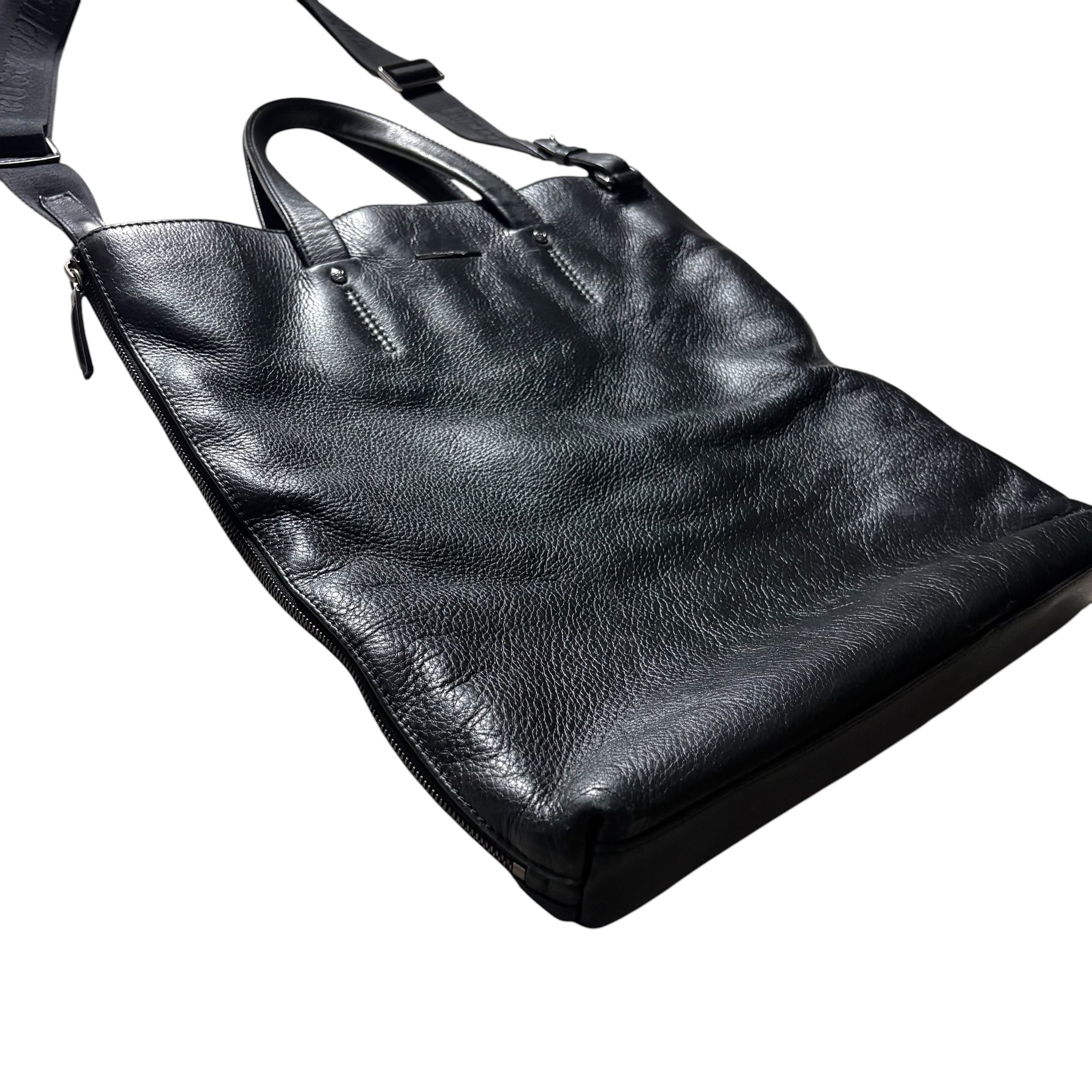 ERMENEGILDO ZEGNA black leather tote bag | NOIR ONLINE